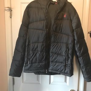 Men’s Spyder puffer jacket with hood. Size XL.